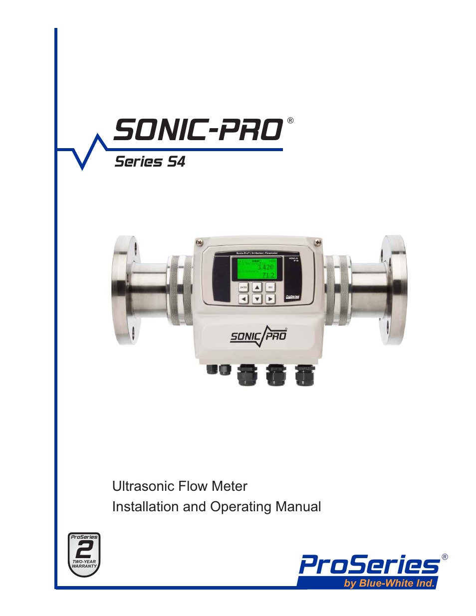 Blue-White Sonic-Pro S4 Ultrasonic Flowmeters User Manual | 32 pages