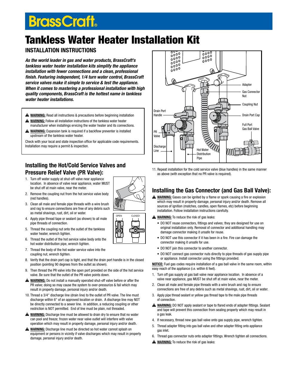 BrassCraft Tankless Water Heater Valves User Manual | 2 pages