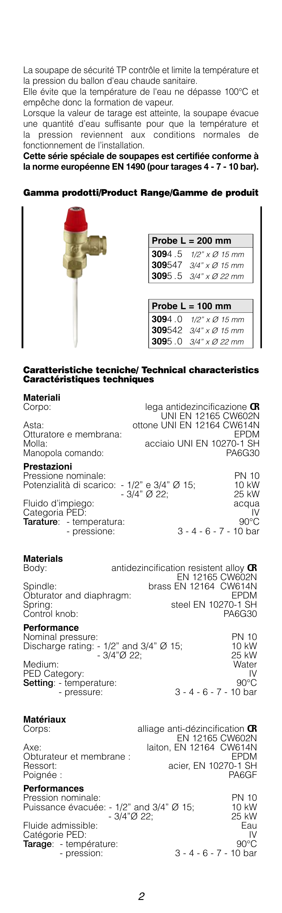 Caleffi 309 User Manual | Page 2 / 8