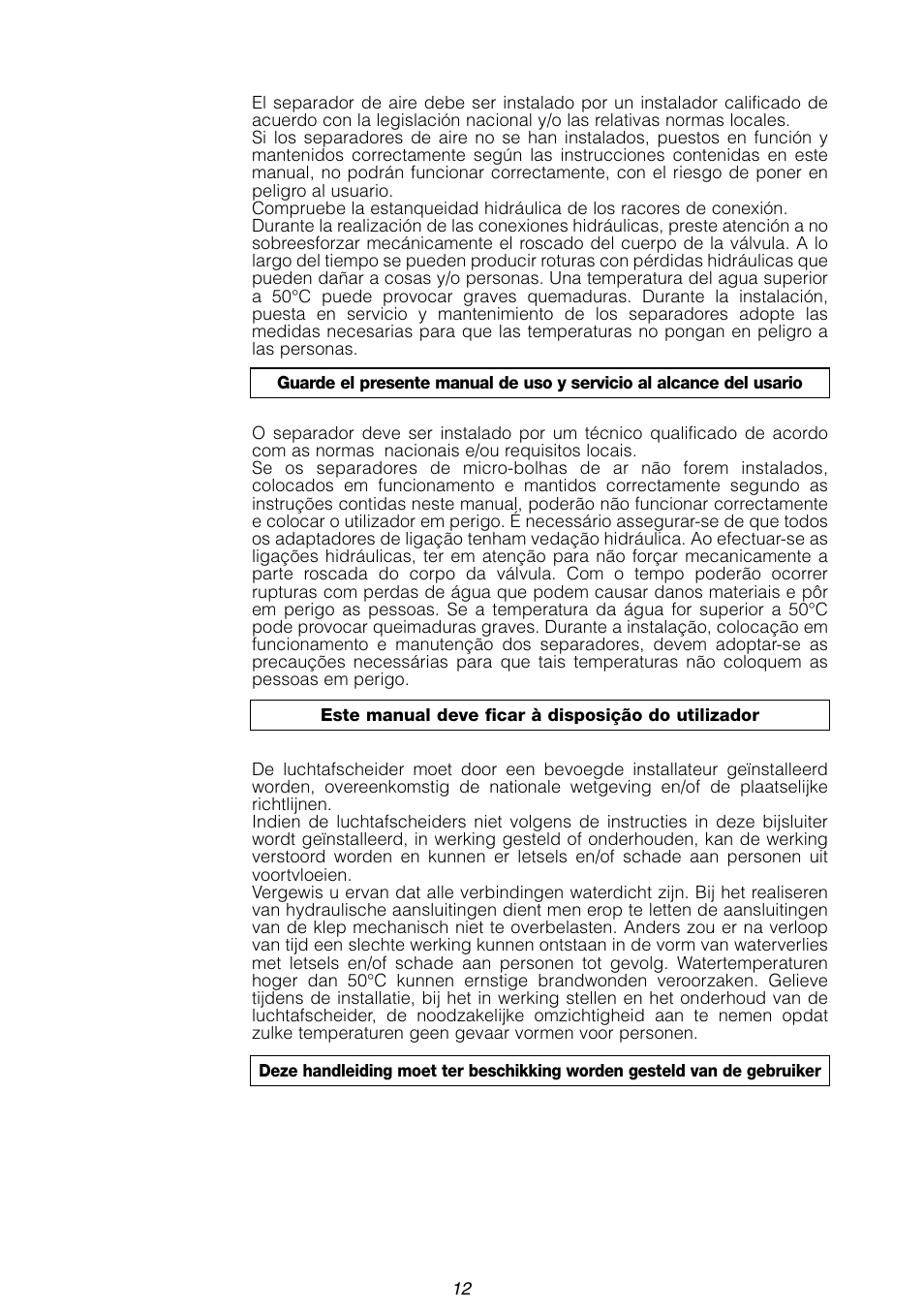 Caleffi 551 User Manual | Page 12 / 12