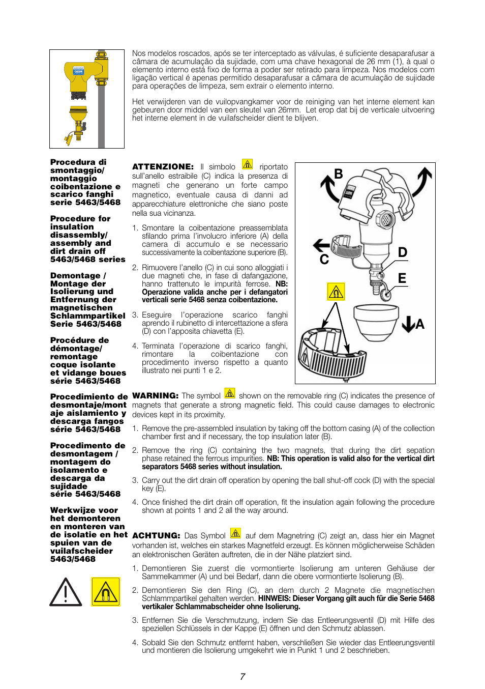 De b c a | Caleffi 862 User Manual | Page 7 / 12