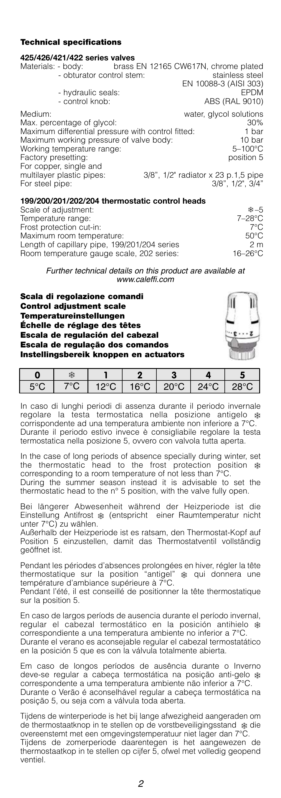 Caleffi 202 User Manual | Page 2 / 6