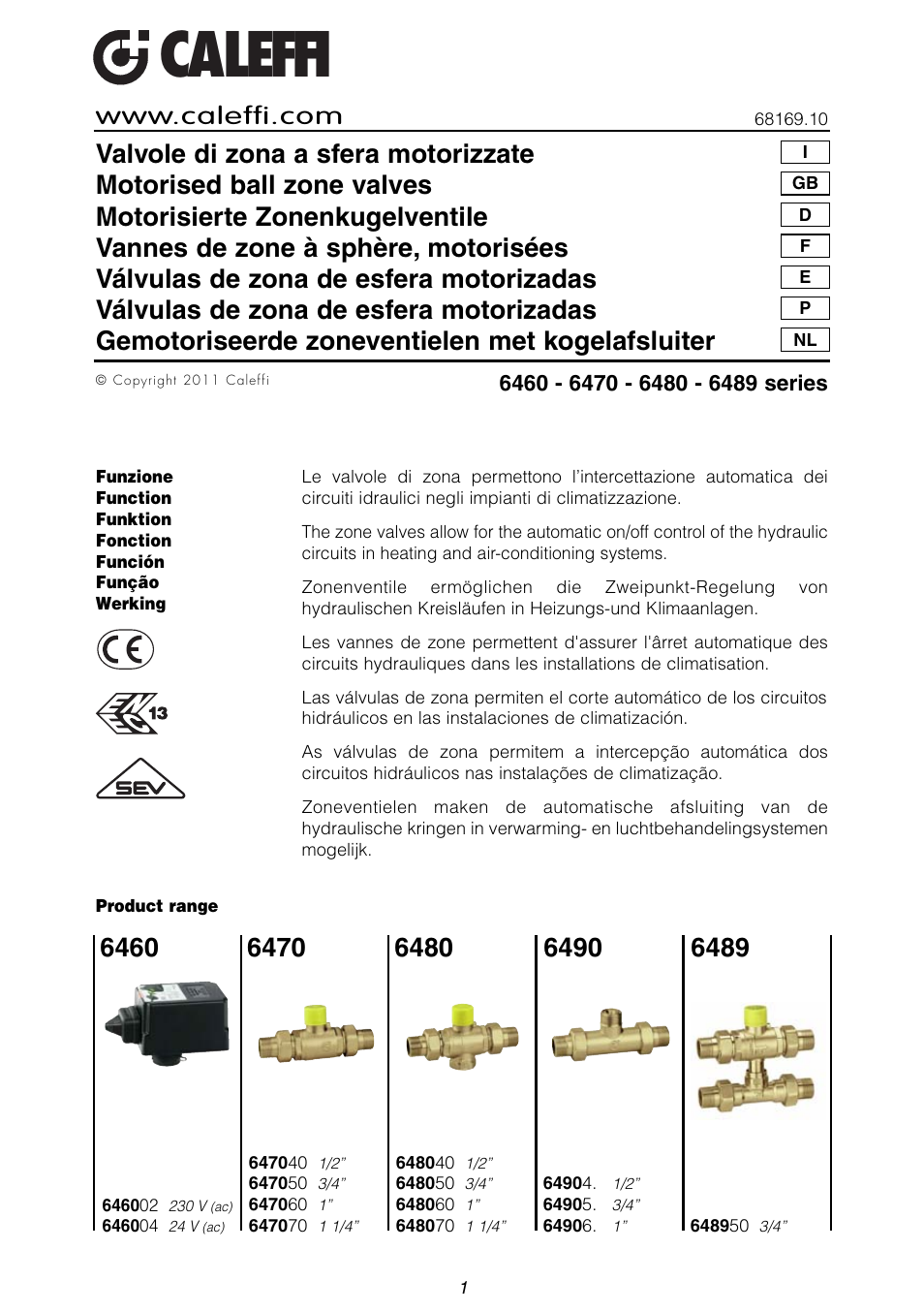 Caleffi 6489 User Manual | 16 pages