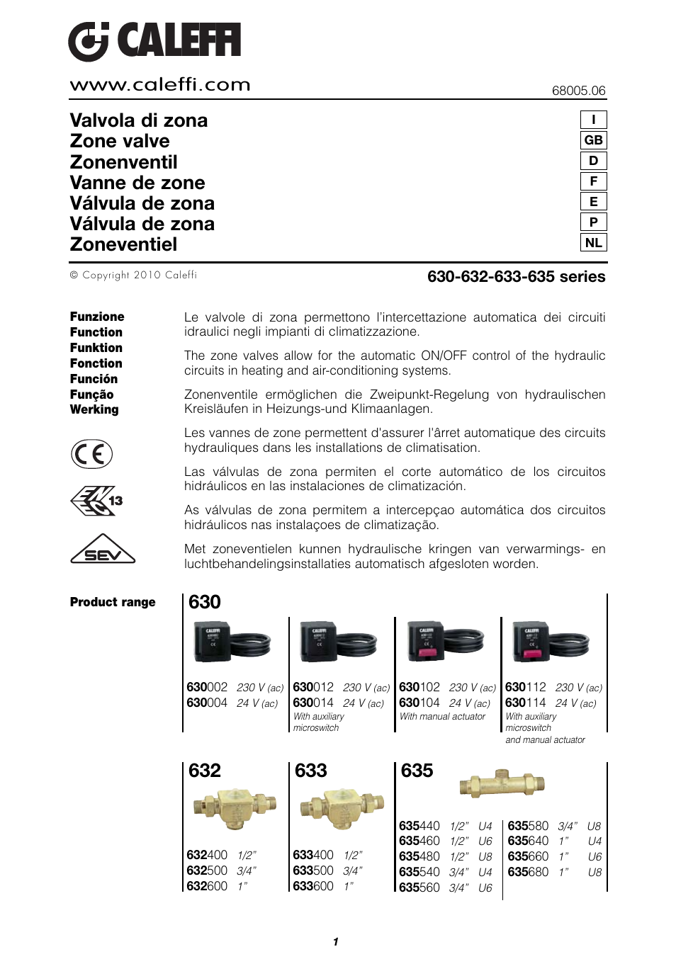 Caleffi 635 User Manual | 12 pages