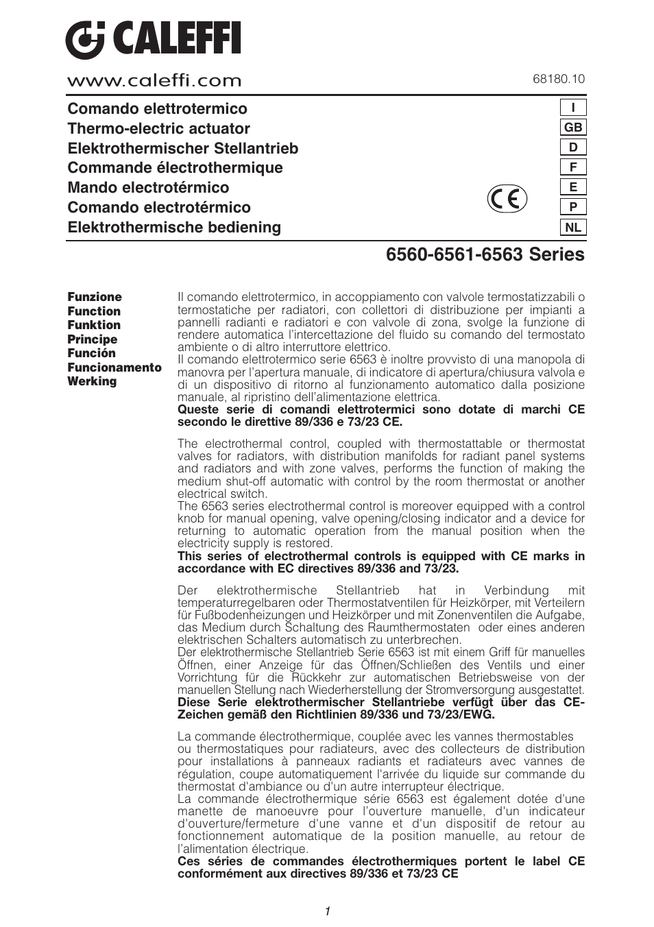 Caleffi 6563 User Manual | 12 pages