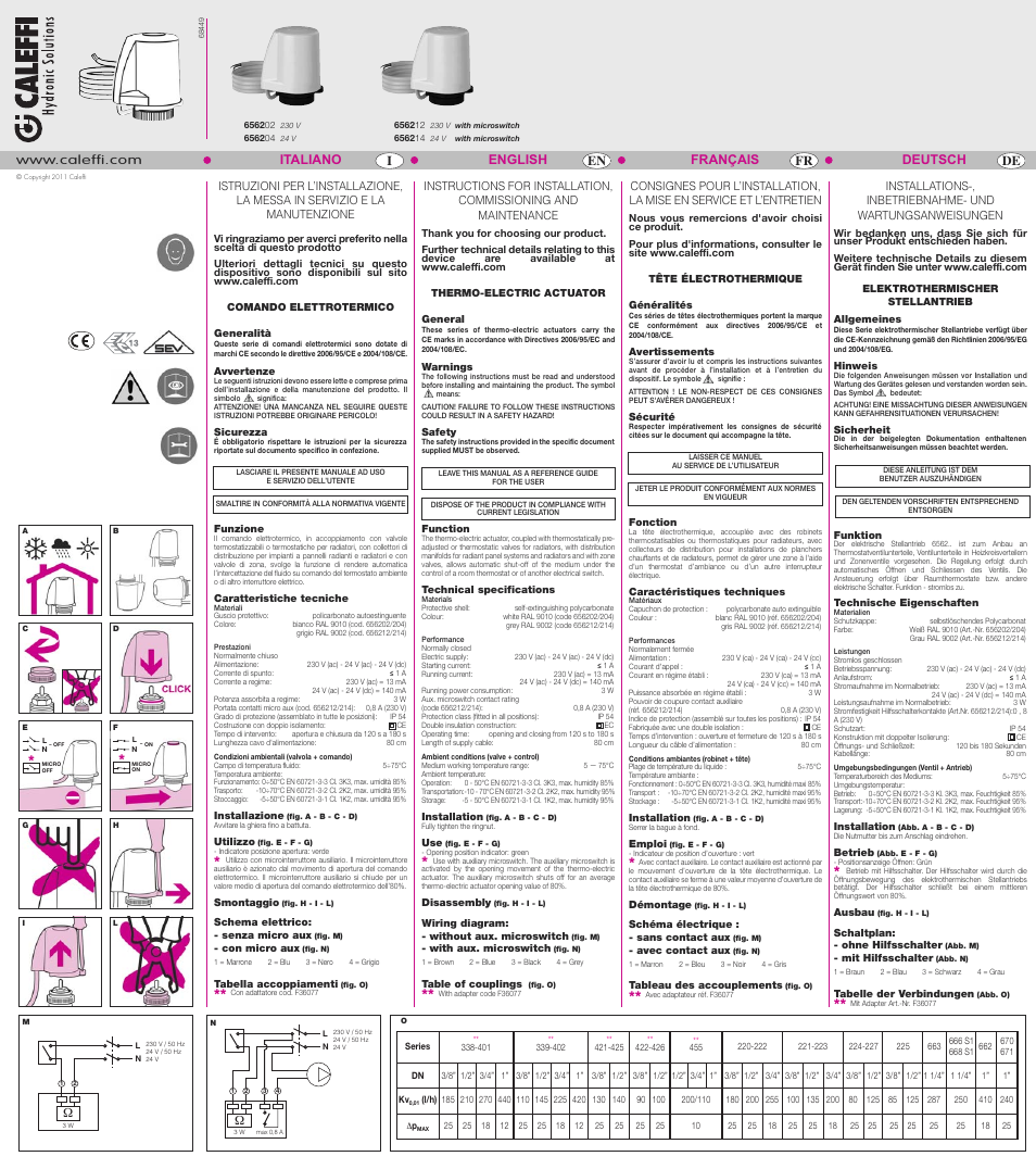 Caleffi 6562 User Manual | 2 pages