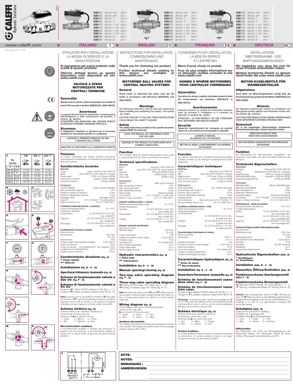 Caleffi 638 User Manual | 2 pages