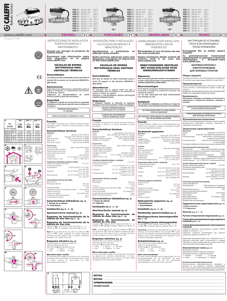 Português nederlands russo pt nl ru español es | Caleffi 638 User Manual | Page 2 / 2