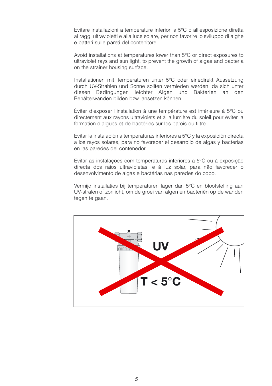 Uv t < 5 ° c | Caleffi 5370 User Manual | Page 5 / 8