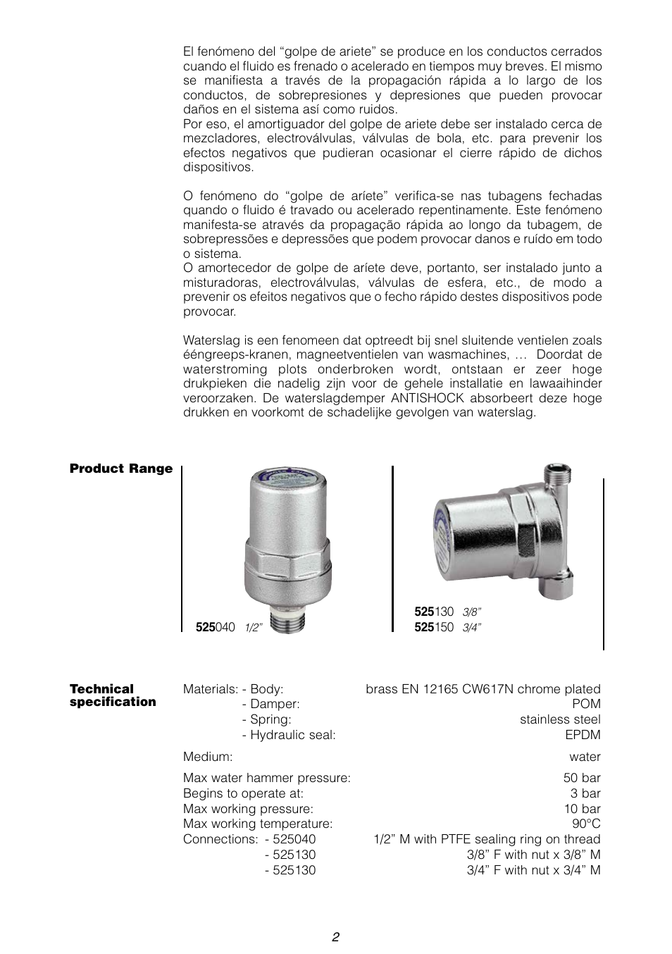 Caleffi 525 User Manual | Page 2 / 12