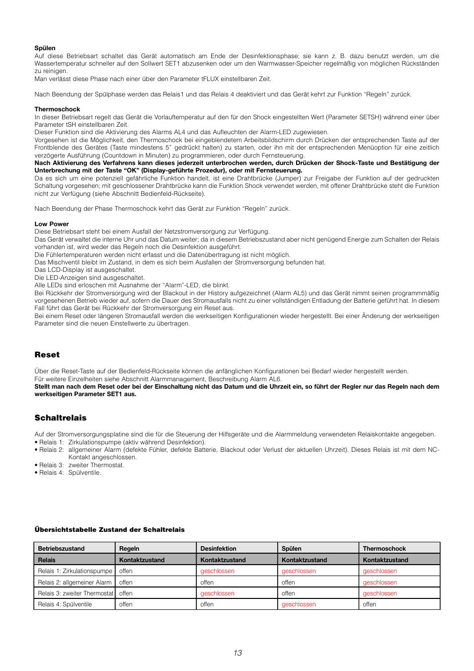 Reset, Schaltrelais | Caleffi 6000 User Manual | Page 62 / 97