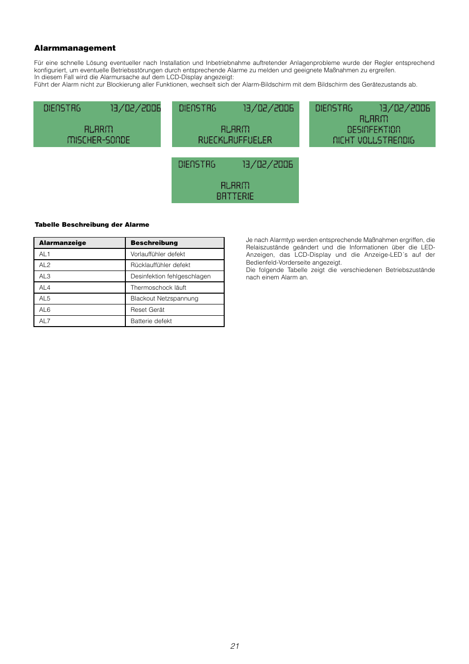 Alarmmanagement | Caleffi 6000 User Manual | Page 70 / 97