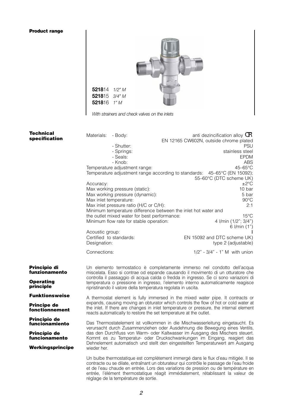 Caleffi 5218 User Manual | Page 2 / 24