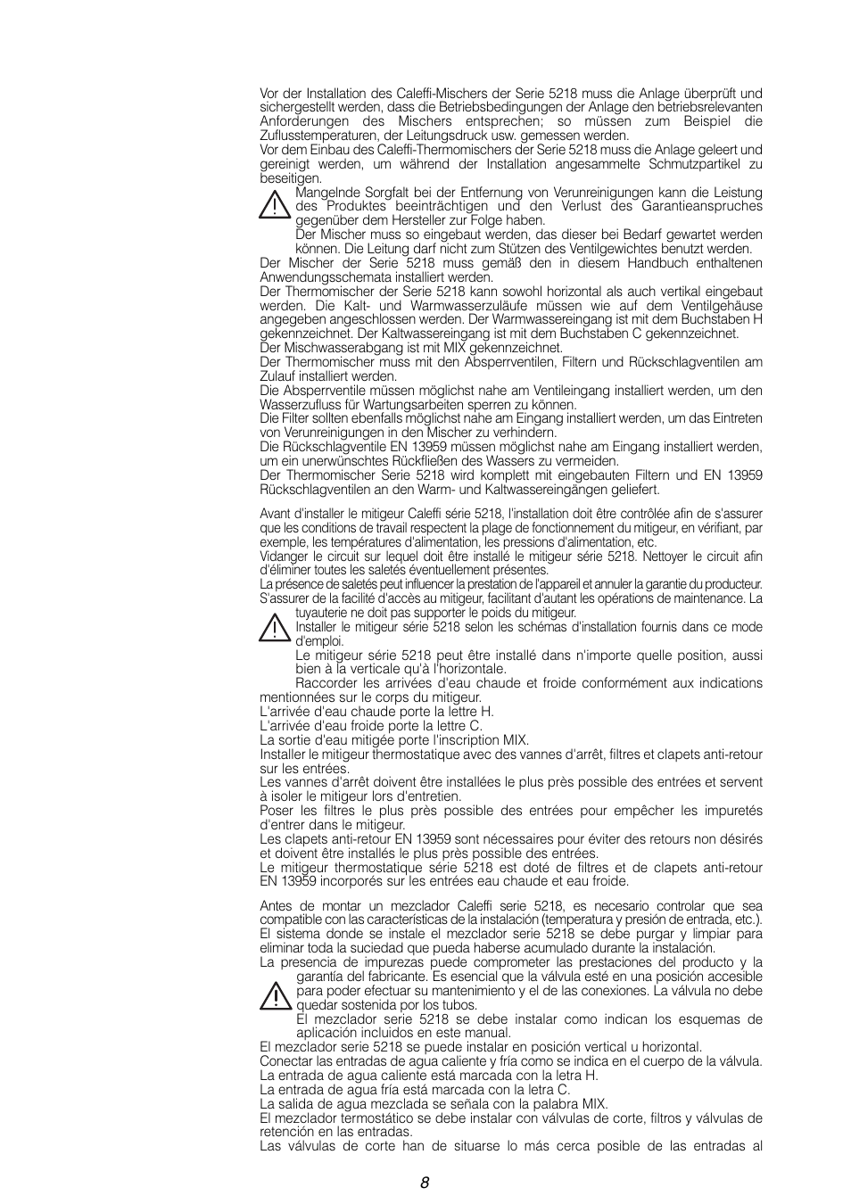 Caleffi 5218 User Manual | Page 8 / 24