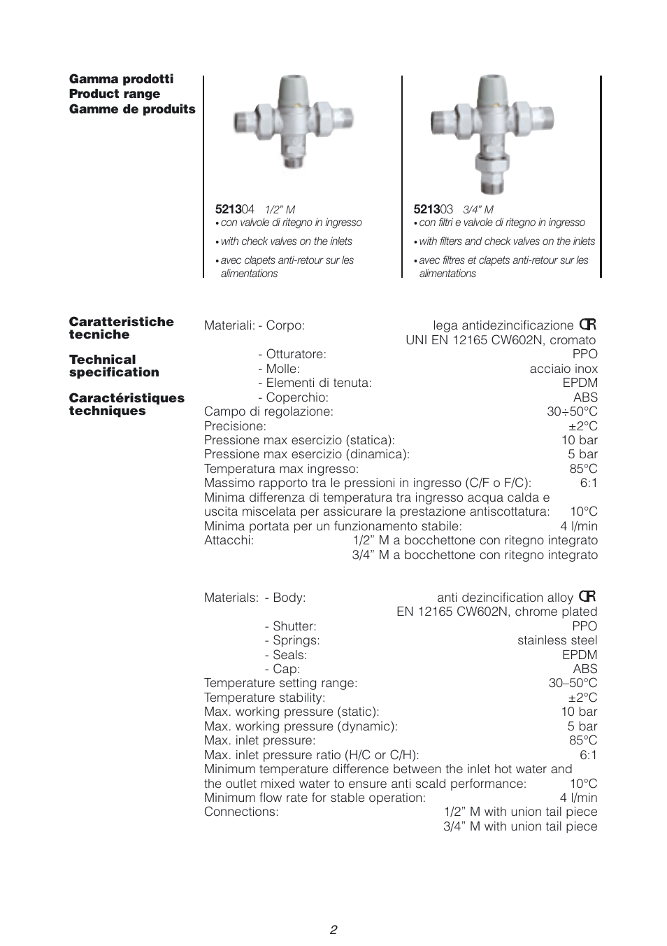 Caleffi 5213 User Manual | Page 2 / 16