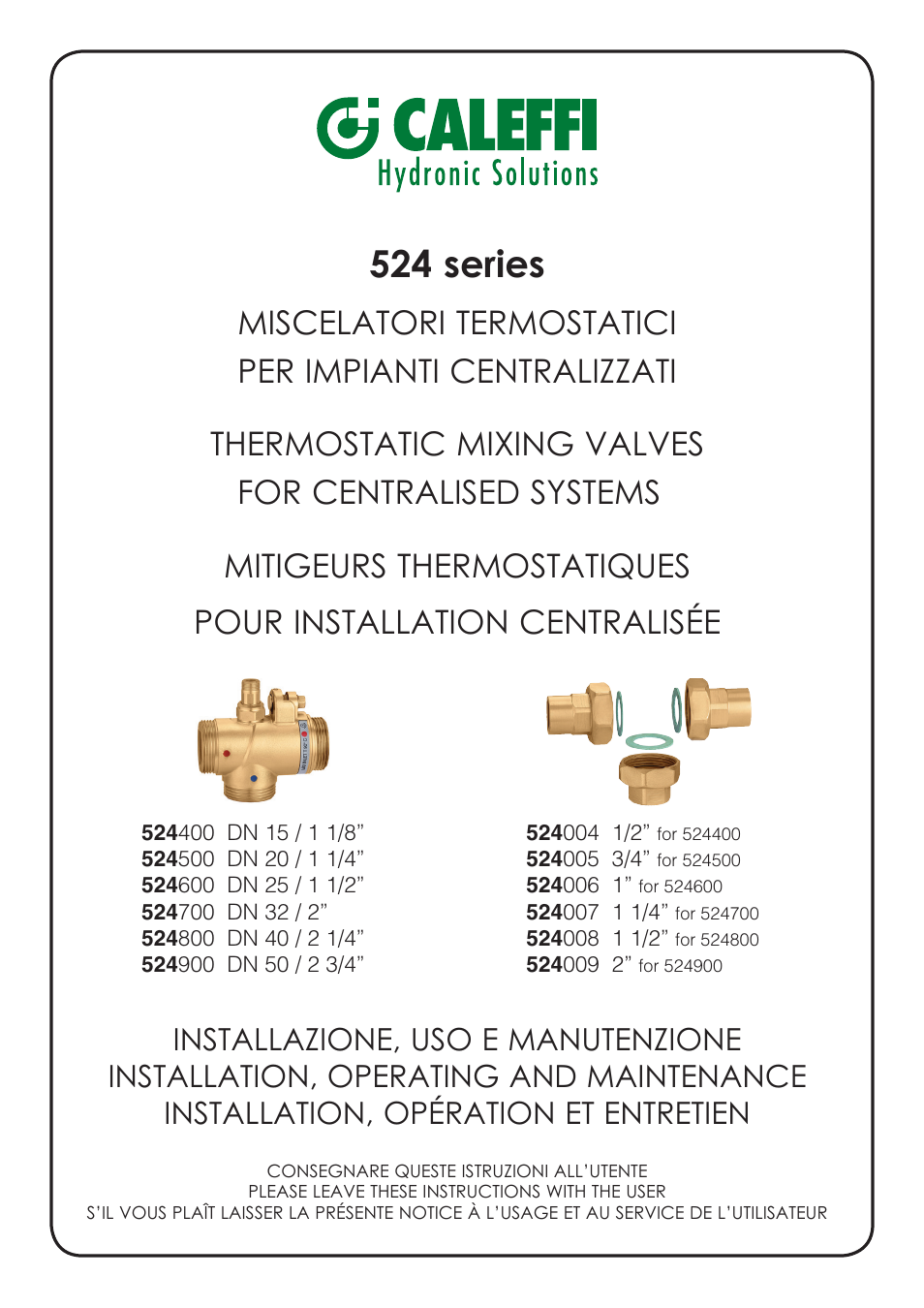 Caleffi 524 User Manual | 24 pages