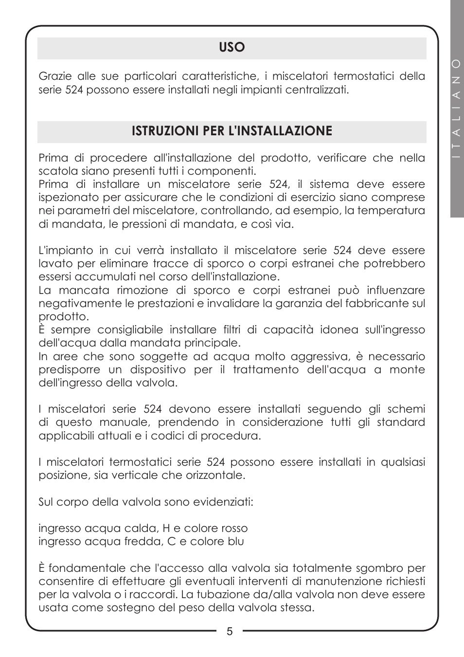 Istruzioni per l'installazione | Caleffi 524 User Manual | Page 5 / 24