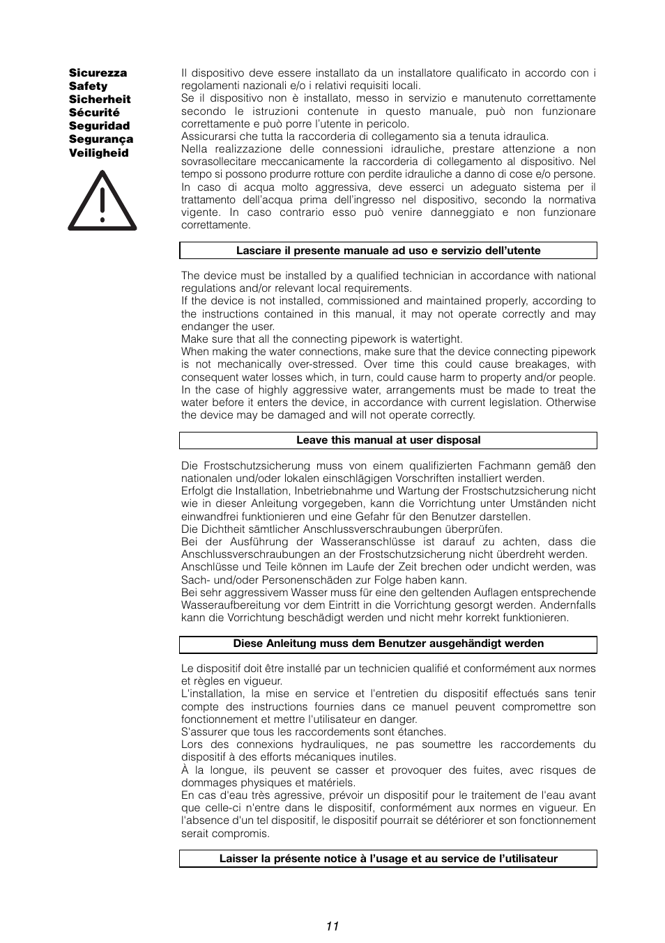 Caleffi 603 User Manual | Page 11 / 12