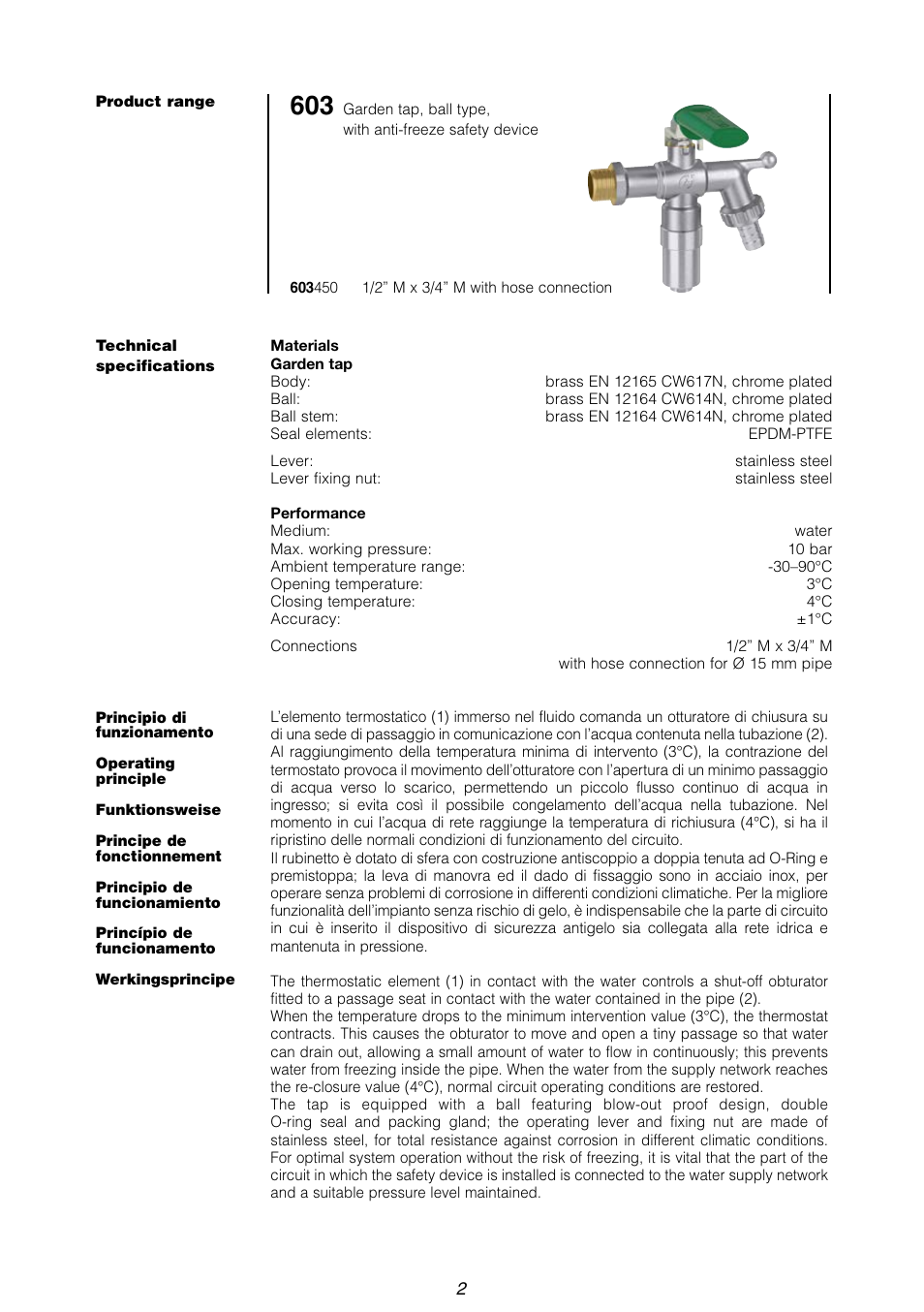 Caleffi 603 User Manual | Page 2 / 12