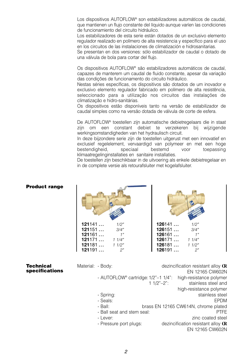Caleffi 126 User Manual | Page 2 / 16