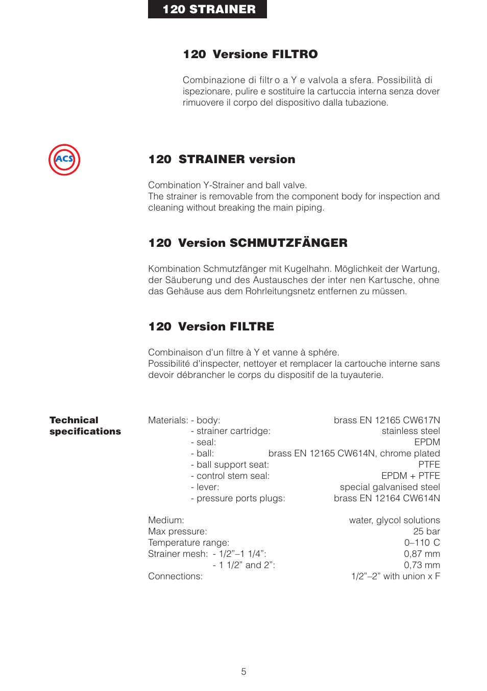 Caleffi 100 User Manual | Page 5 / 16