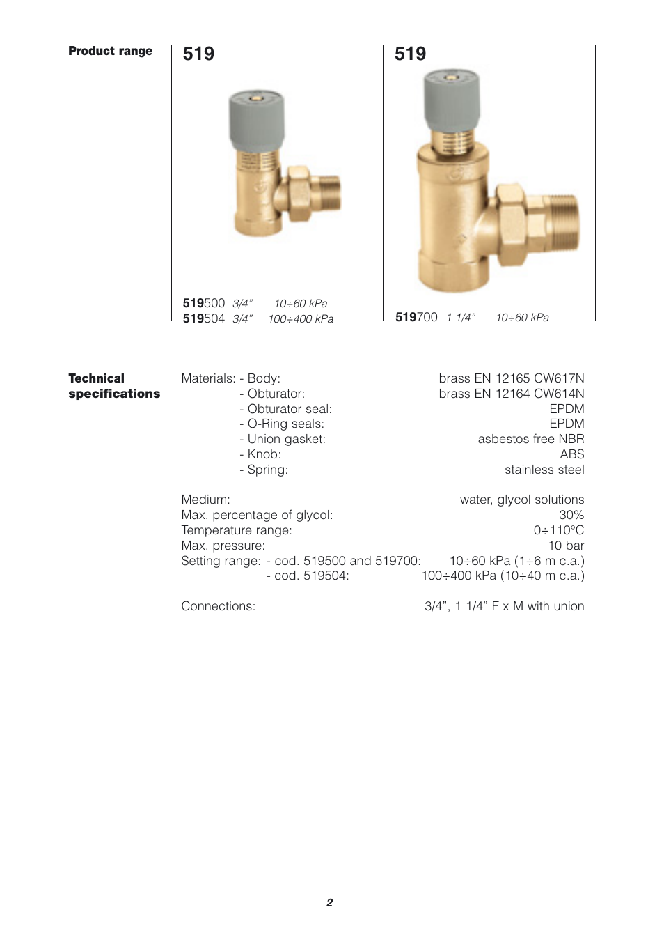 Caleffi 519 User Manual | Page 2 / 12