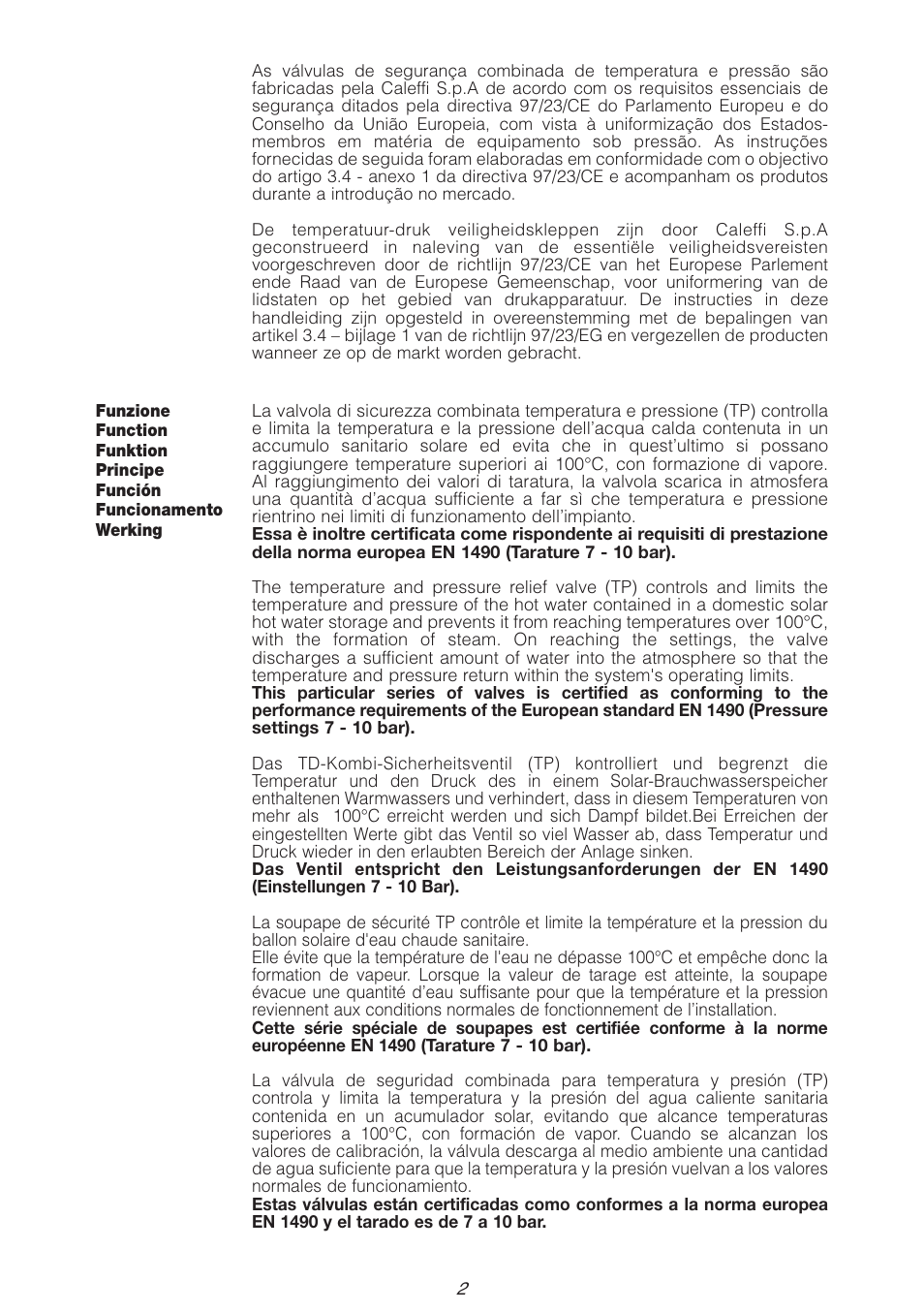 Caleffi 309 User Manual | Page 2 / 12