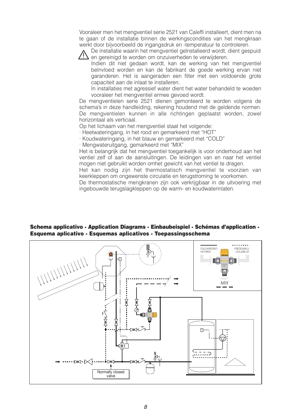 Hot cold, Min m ax 7 1 2 | Caleffi 2521 User Manual | Page 8 / 16