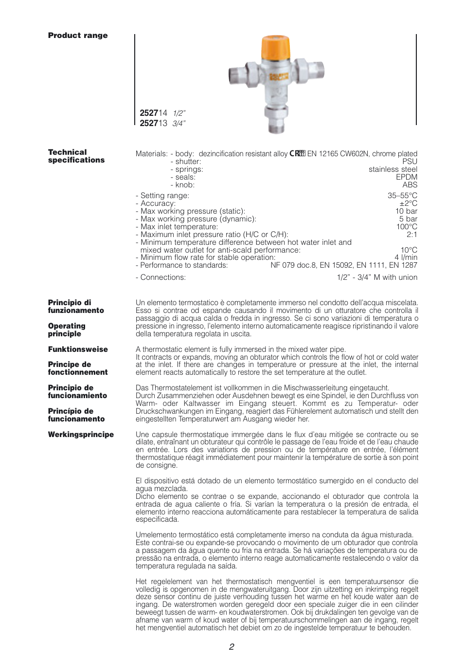 Caleffi 2527 User Manual | Page 2 / 20