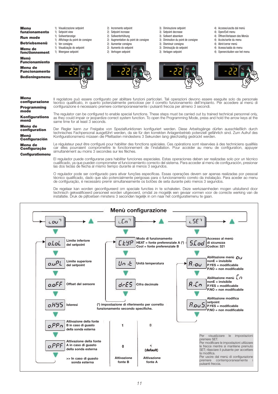 Menù configurazione | Caleffi 106 User Manual | Page 11 / 20