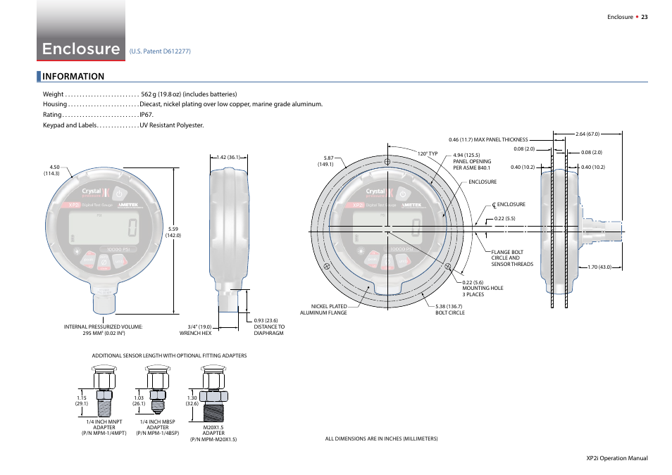 Enclosure | Crystal DataLoggerXP Digital Pressure Gauge Software User Manual | Page 25 / 43