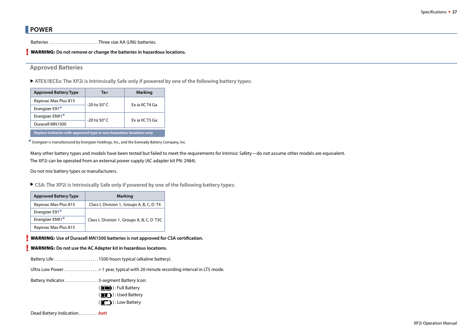 Power | Crystal DataLoggerXP Digital Pressure Gauge Software User Manual | Page 29 / 43