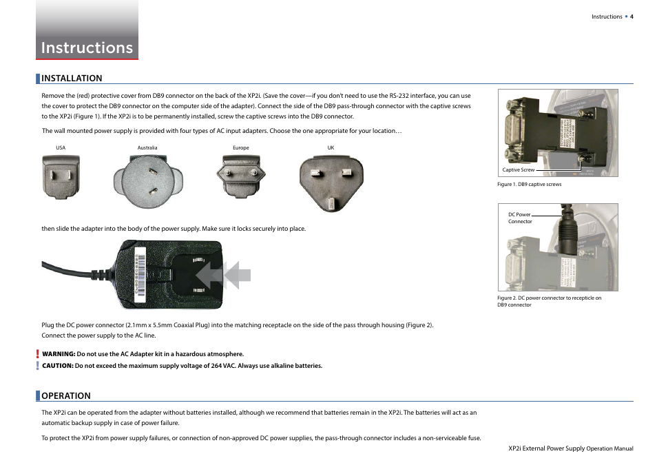 Instructions, Installation, Operation | Crystal WT Series Panel Mount Digital Pressure Gauge User Manual | Page 4 / 7
