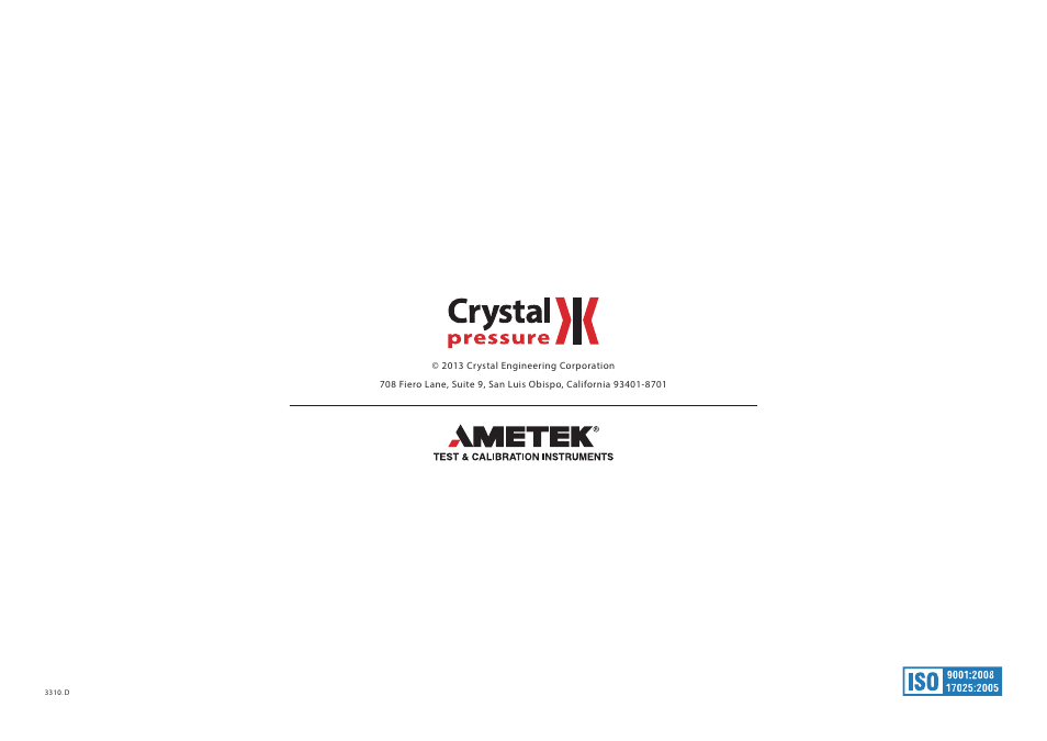 Crystal WT Series Panel Mount Digital Pressure Gauge User Manual | Page 21 / 21