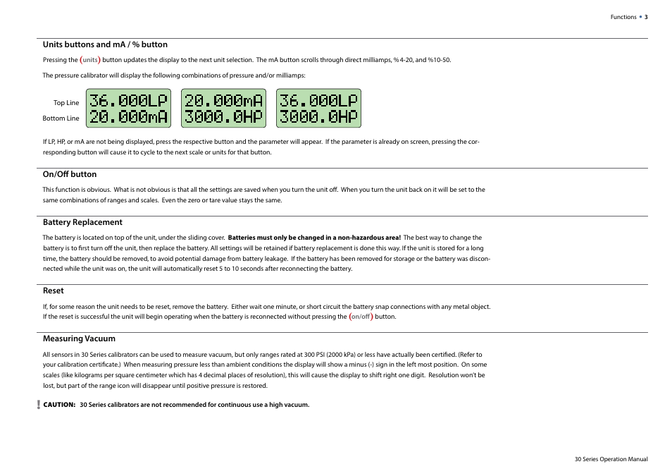 Crystal 30 Series Digital Pressure Calibrator User Manual | Page 5 / 22