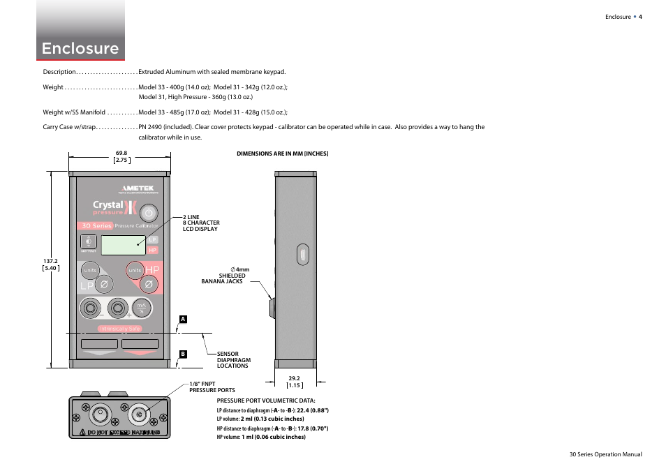 Enclosure | Crystal 30 Series Digital Pressure Calibrator User Manual | Page 6 / 22