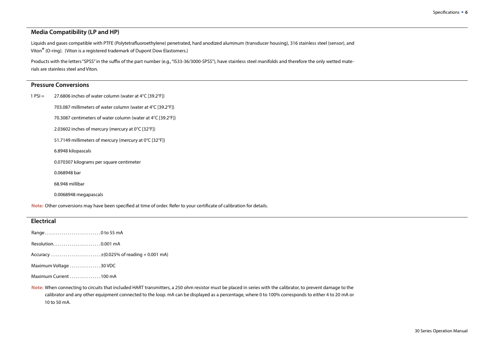 Crystal 30 Series Digital Pressure Calibrator User Manual | Page 8 / 22