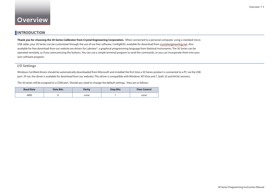 Overview, Introduction | Crystal 30 Series Digital Pressure Calibrator User Manual | Page 3 / 7