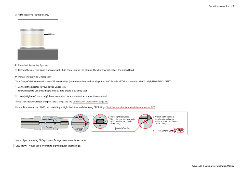 Crystal GaugeCalHP Pressure Comparator User Manual | Page 10 / 20