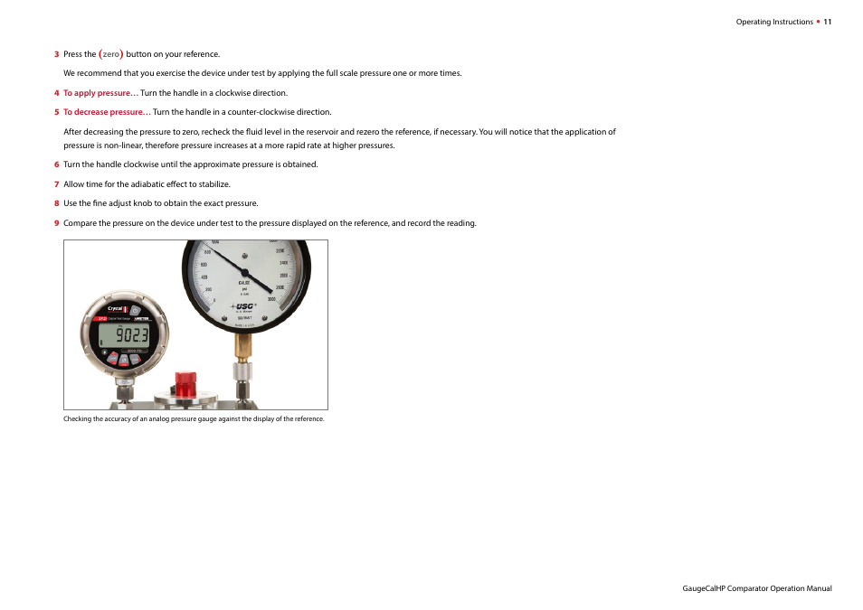 Crystal GaugeCalHP Pressure Comparator User Manual | Page 13 / 20