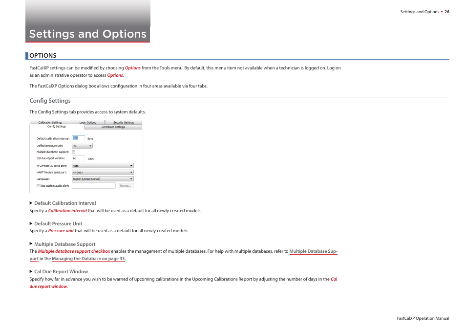 Settings and options, Tuning, Sion of | Crystal FastCalXP Calibration Software User Manual | Page 28 / 59