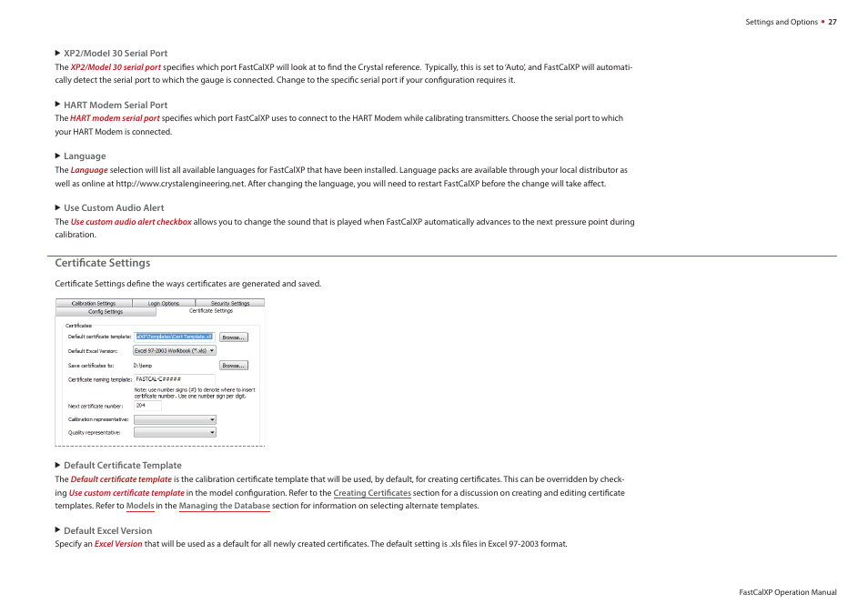 Crystal FastCalXP Calibration Software User Manual | Page 29 / 59