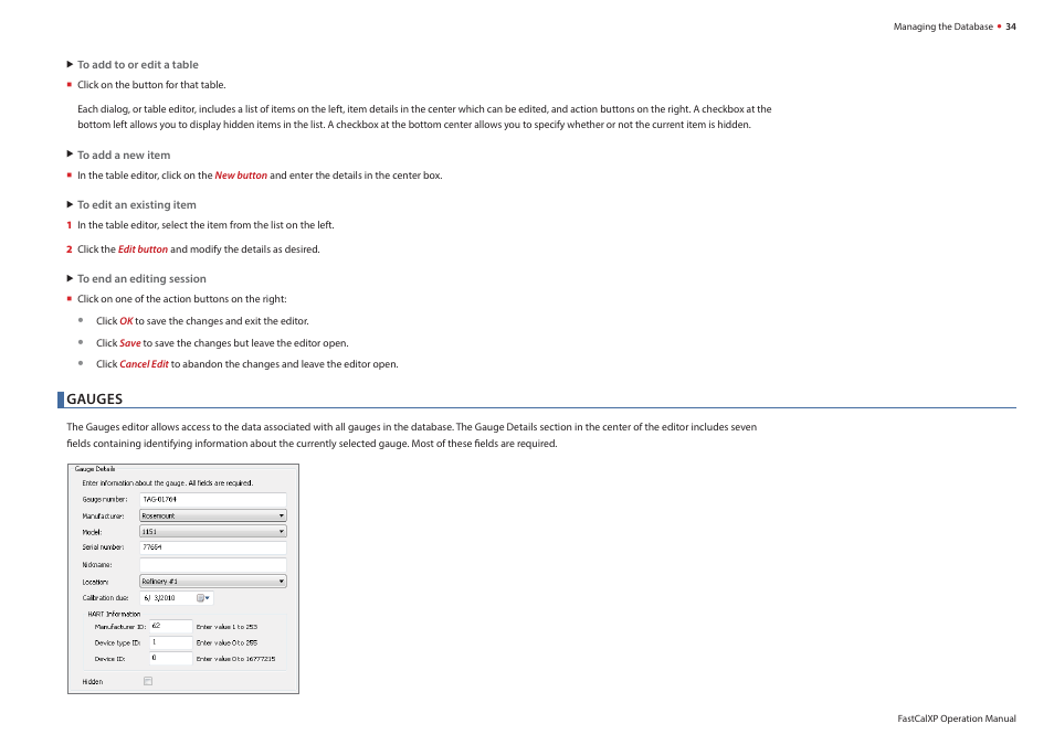 Gauges | Crystal FastCalXP Calibration Software User Manual | Page 36 / 59