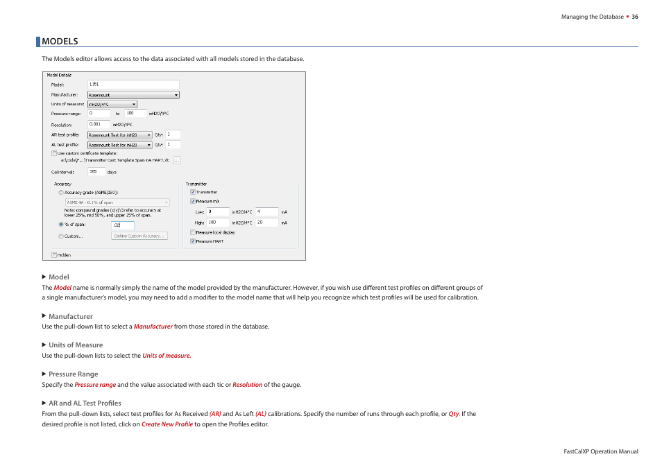 Models, In the | Crystal FastCalXP Calibration Software User Manual | Page 38 / 59