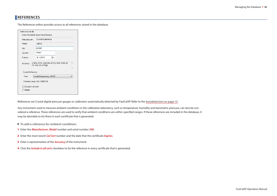 References | Crystal FastCalXP Calibration Software User Manual | Page 44 / 59