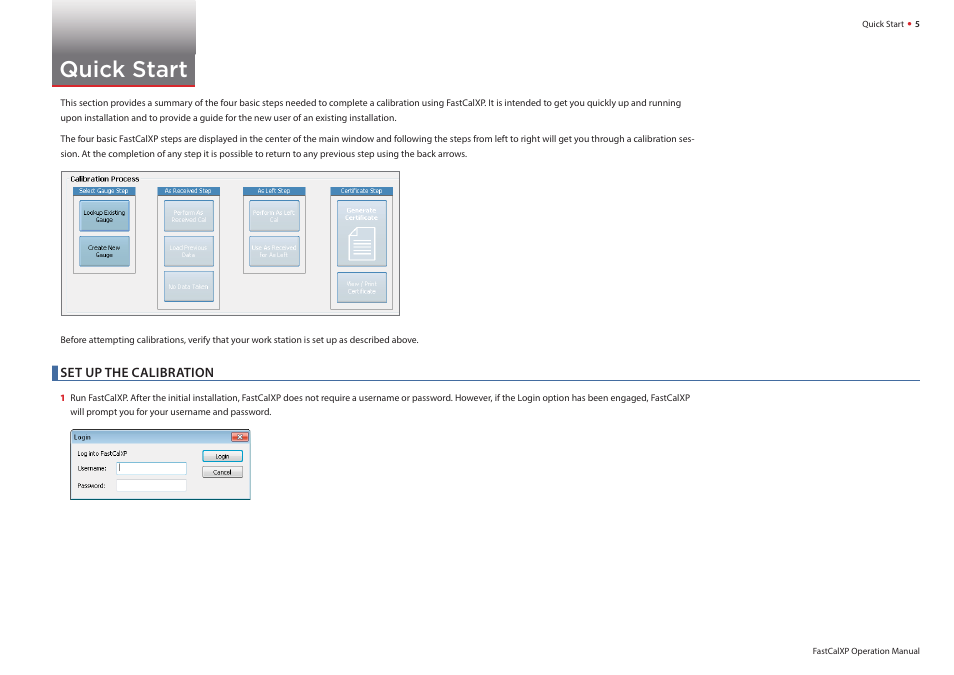 Quick start, Set up the calibration, Y the | Quick, Start | Crystal FastCalXP Calibration Software User Manual | Page 7 / 59