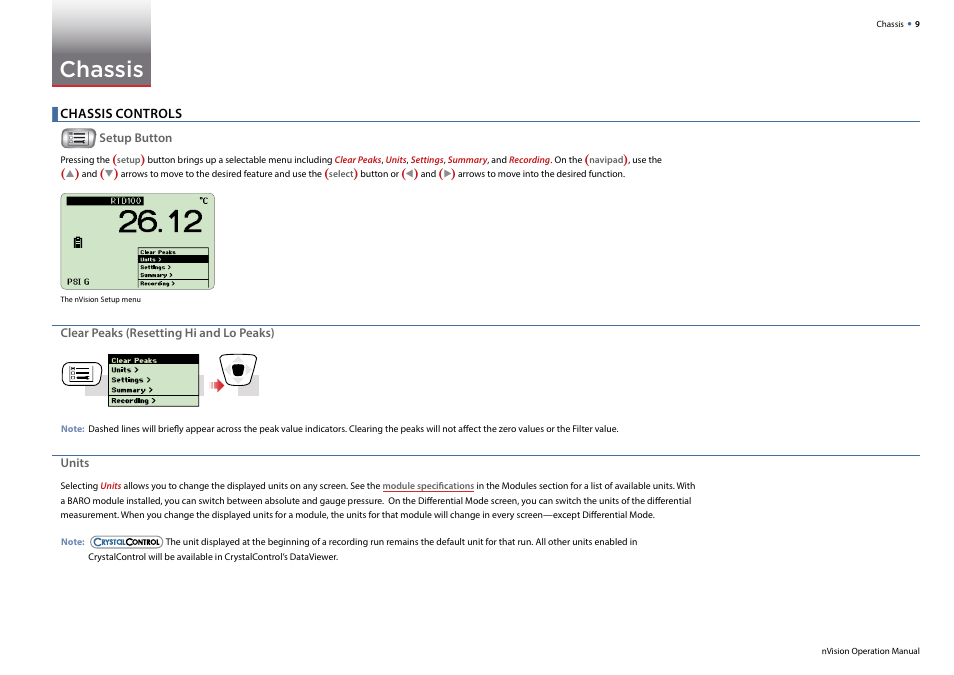 Chassis, Chassis controls | Crystal nVision Lab Reference User Manual | Page 11 / 54