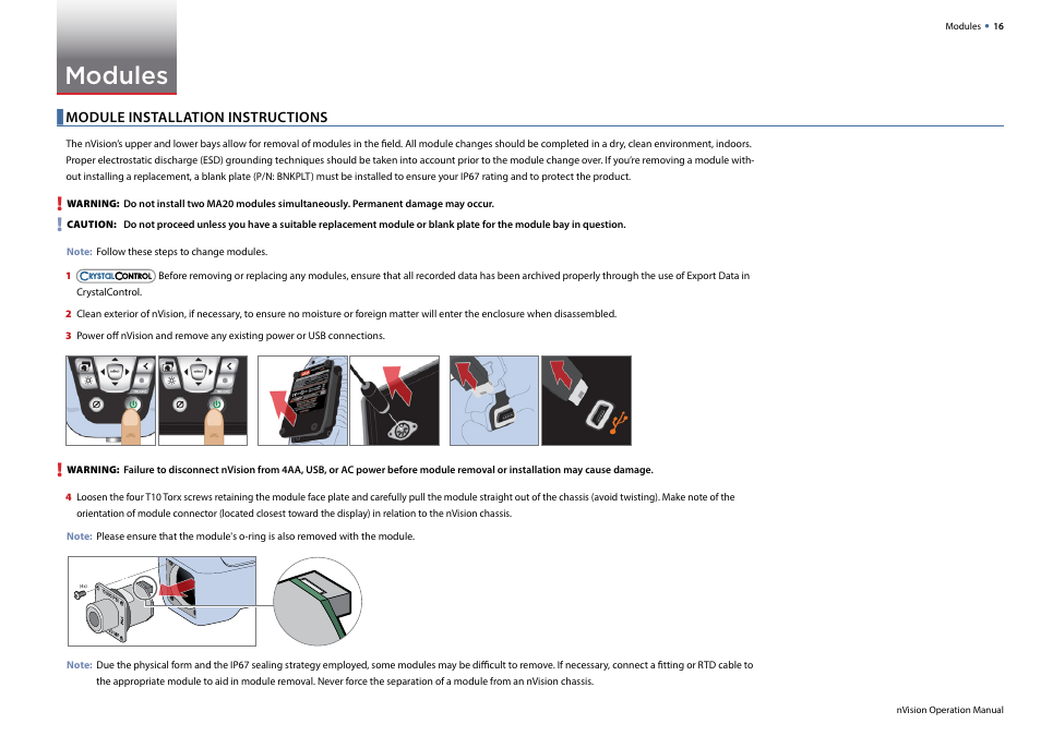 Modules, Module installation instructions | Crystal nVision Lab Reference User Manual | Page 18 / 54