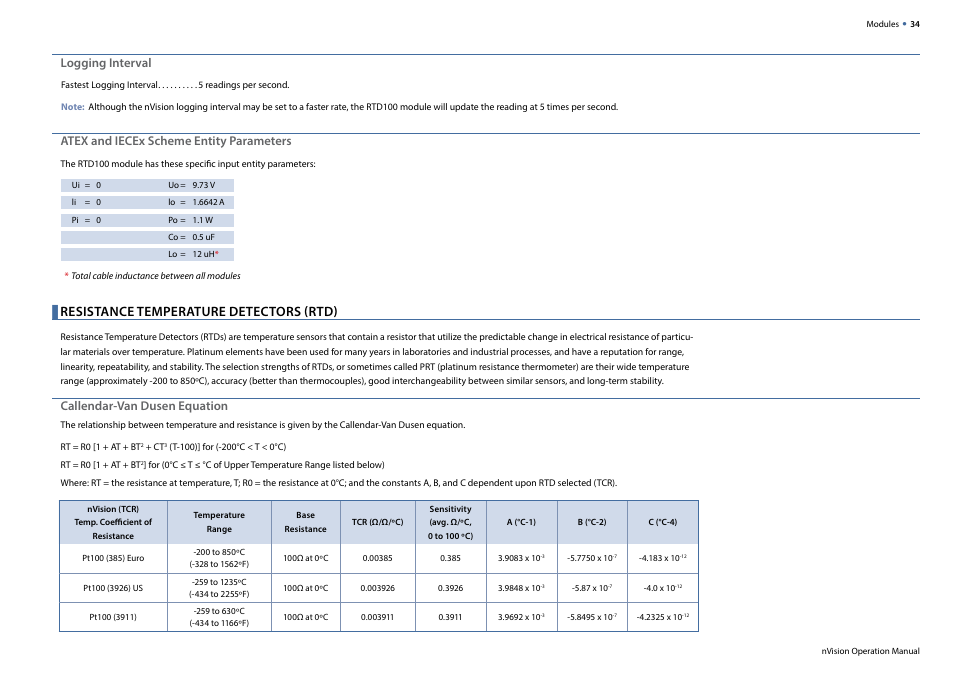 Resistance temperature detectors (rtd) | Crystal nVision Lab Reference User Manual | Page 36 / 54