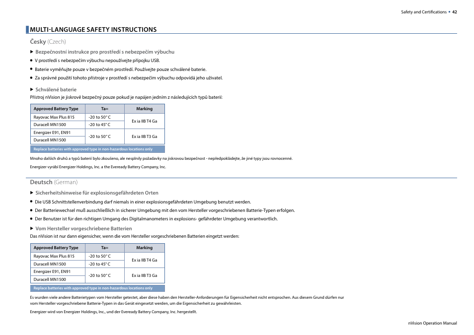 Multi-language safety instructions | Crystal nVision Lab Reference User Manual | Page 44 / 54